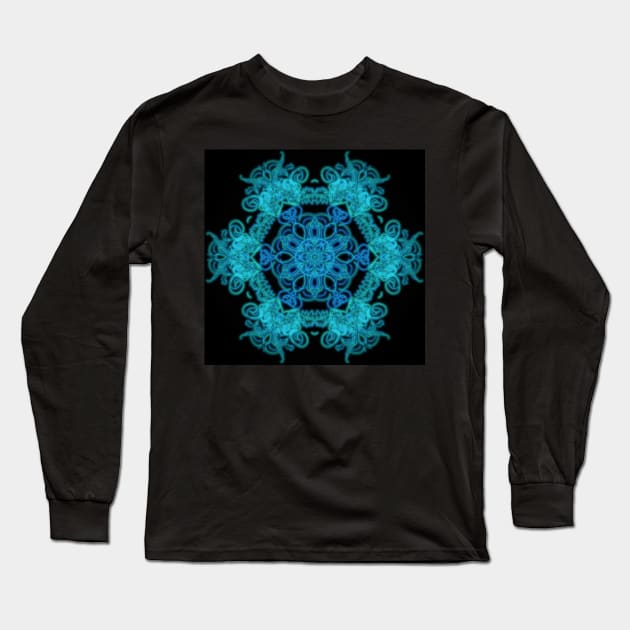 Lit Up in Blue Mandala Long Sleeve T-Shirt by InspiraImage